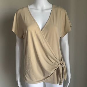 Ann Taylor Side Tie Short Sleeve Wrap Blouse